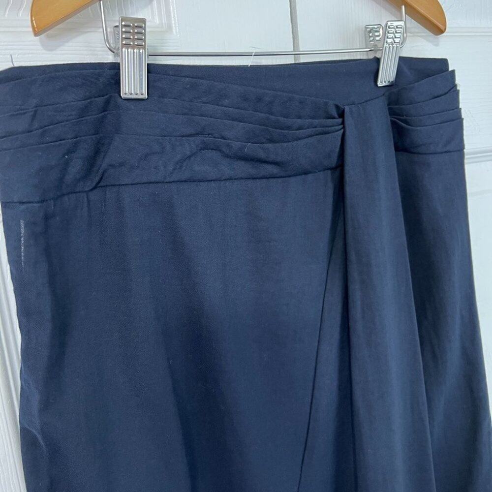 Vince Twist-Front A-Line Midi Cotton Skirt Blue Sz 4 - Picture 9 of 12